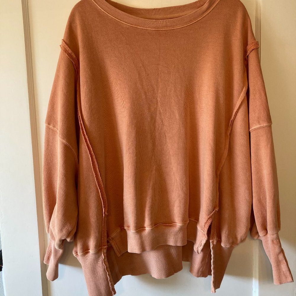 Free People We the Free Camden Sweatshirt Sz S Peach Copper